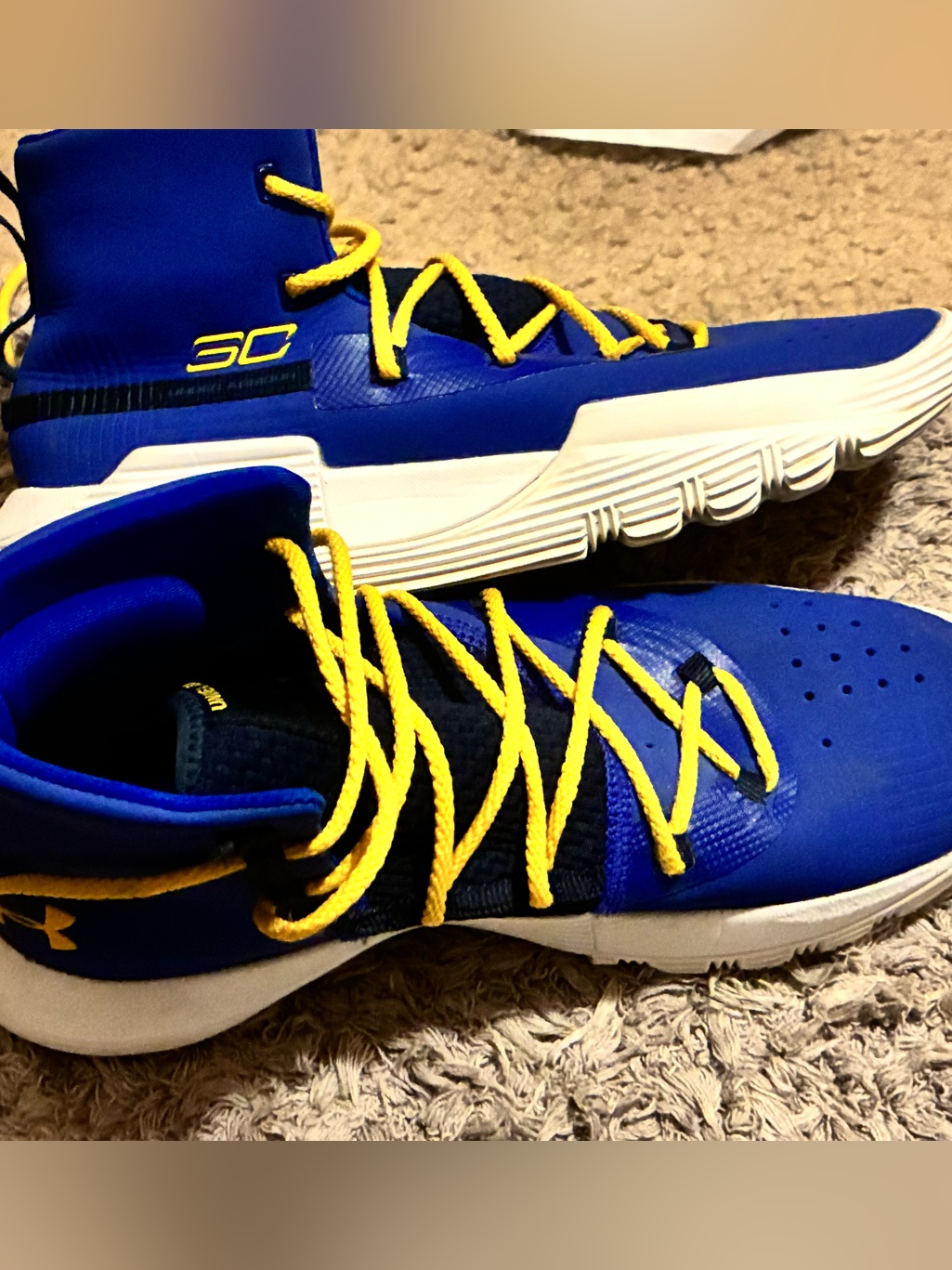 Under Armour Curry 3zero2 In Warriors Blue And Yellow.Perfect Condition-Size 5.5